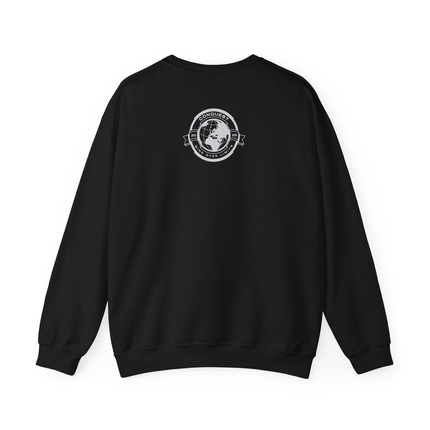 Conquest Globe Crewneck Sweatshirt — 'Conquest: Mind Over Limits' Vintage Earth Logo