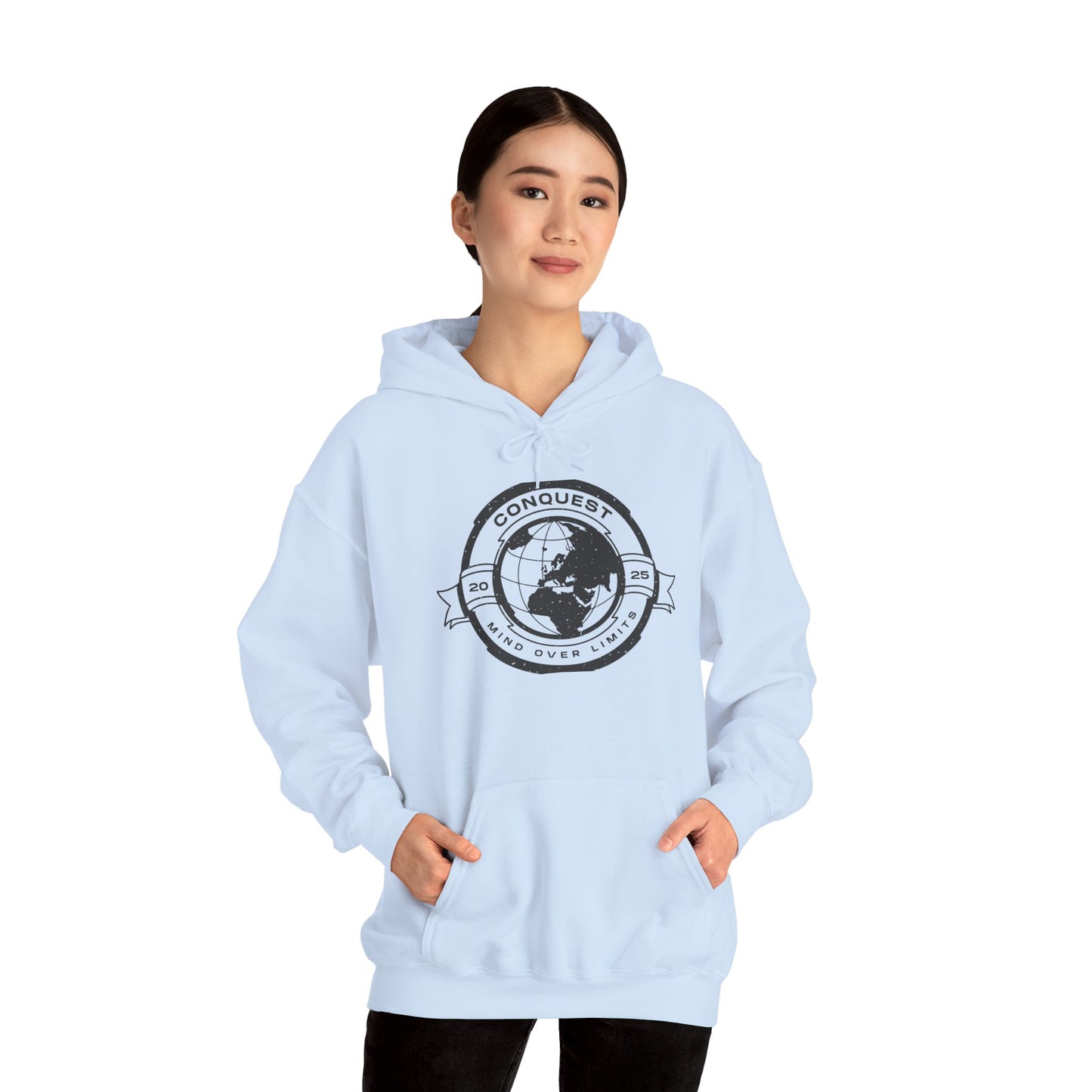 Conquer the World Hoodie — Globe Emblem Adventure Sweatshirt