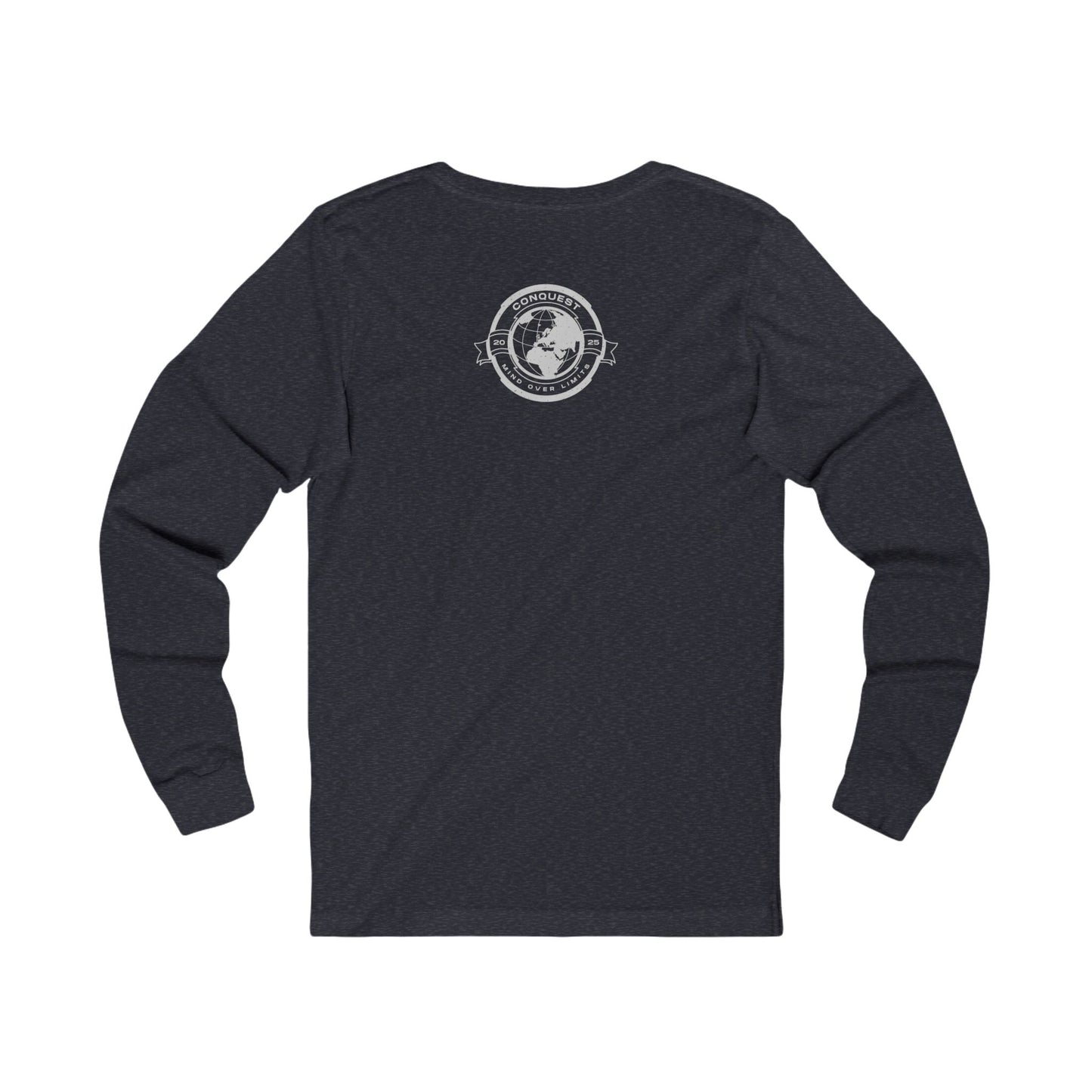 Conquest Globe Long Sleeve Tee — Bold Travel Adventure Graphic