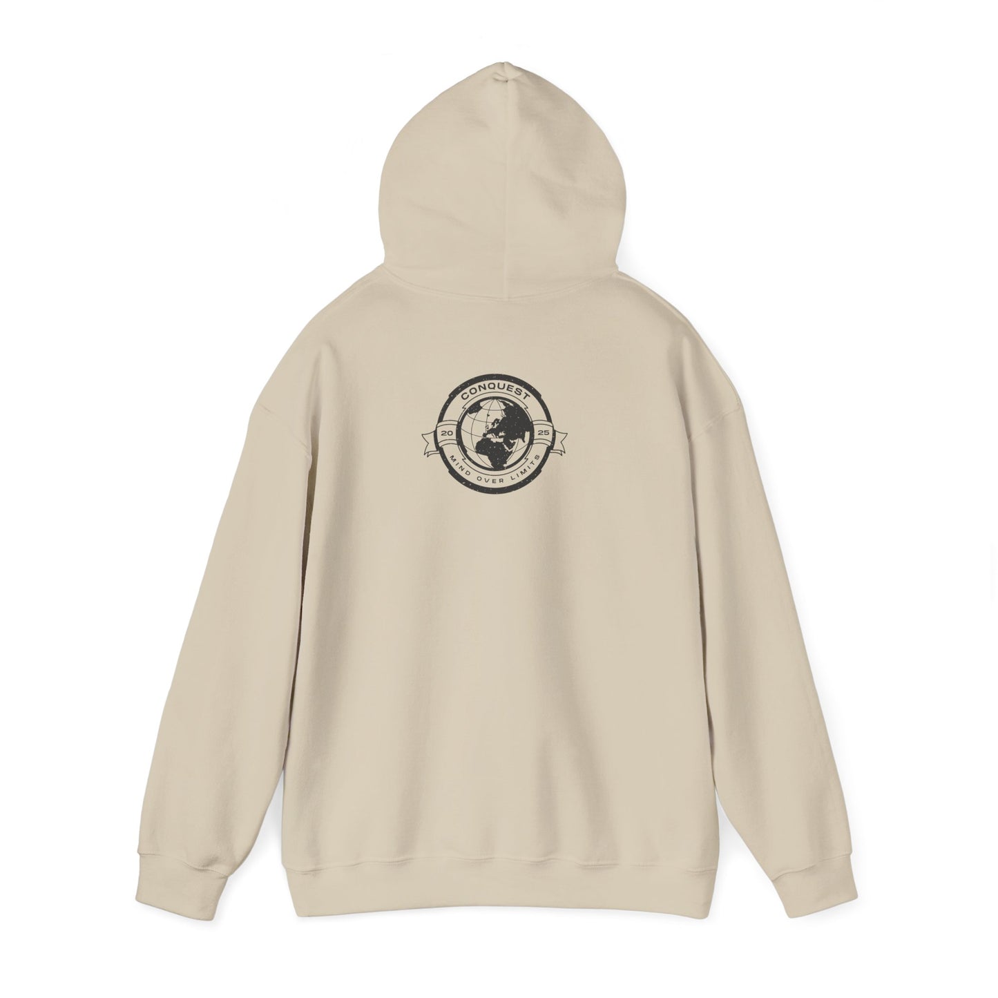 Conquer the World Hoodie — Globe Emblem Adventure Sweatshirt