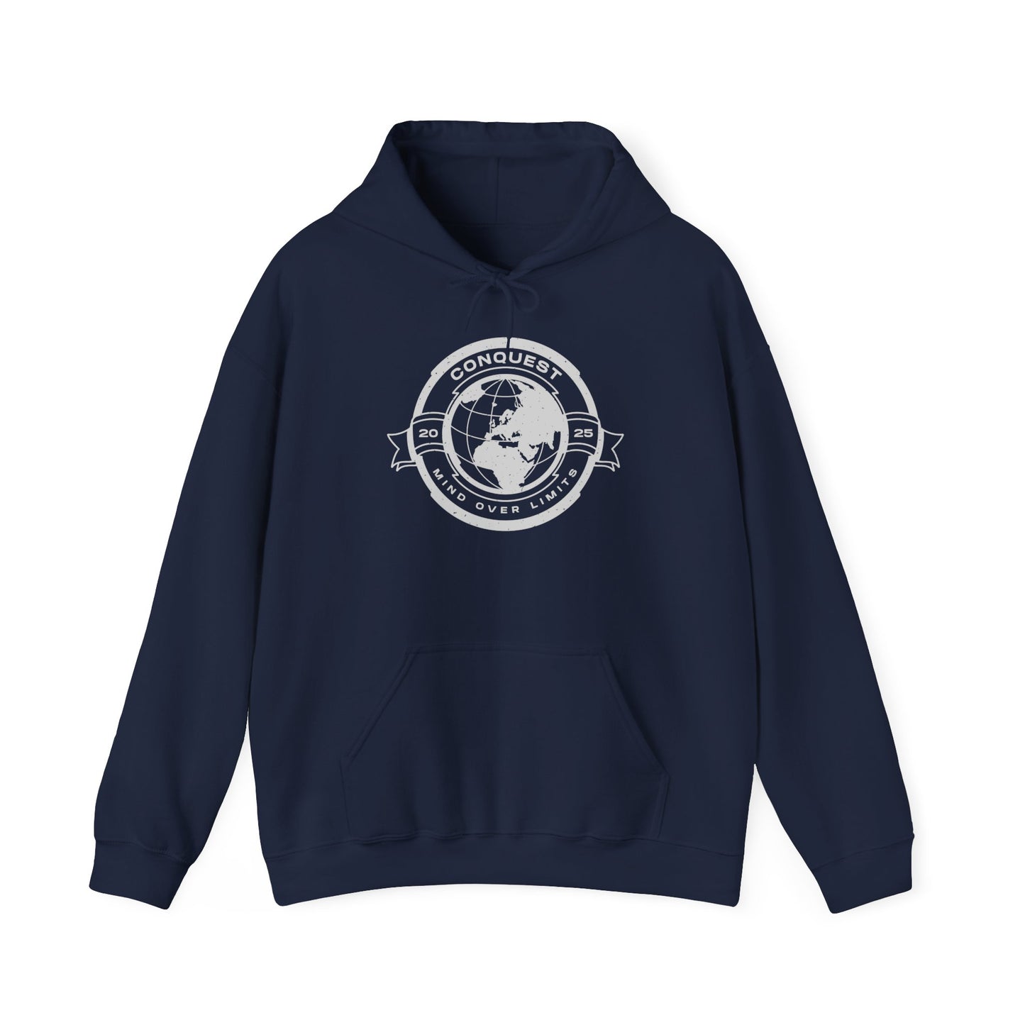 Conquer the World Hoodie — Globe Emblem Adventure Sweatshirt