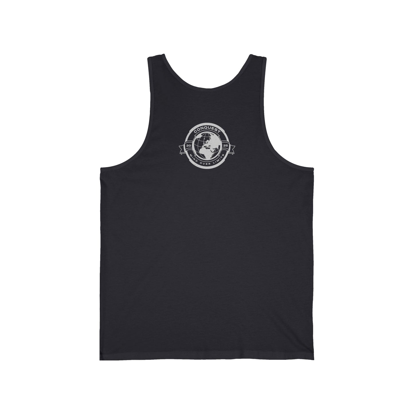 Conquer the World Graphic Tank Top — 'Conquest' Globe Badge Travel Tee