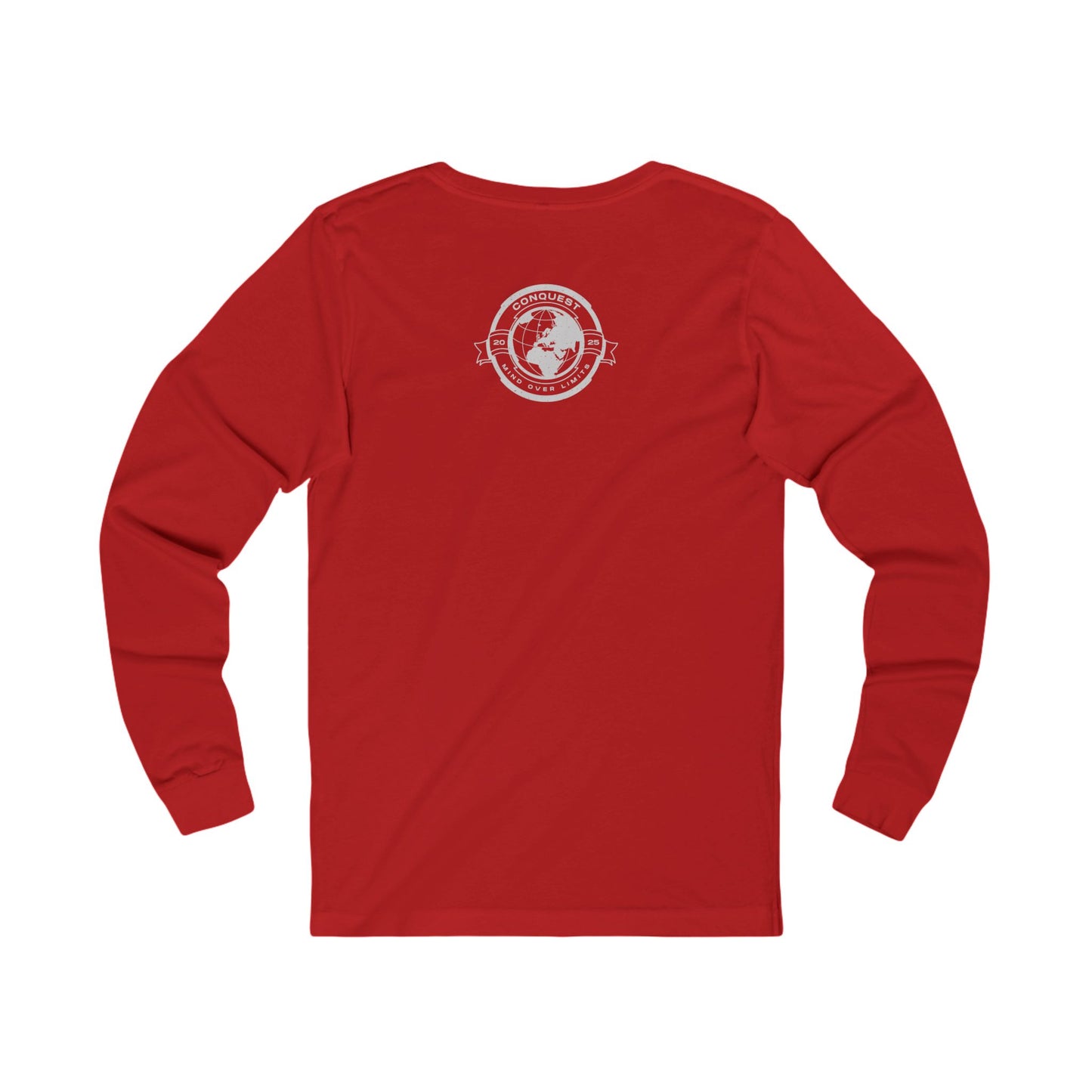 Conquest Globe Long Sleeve Tee — Bold Travel Adventure Graphic