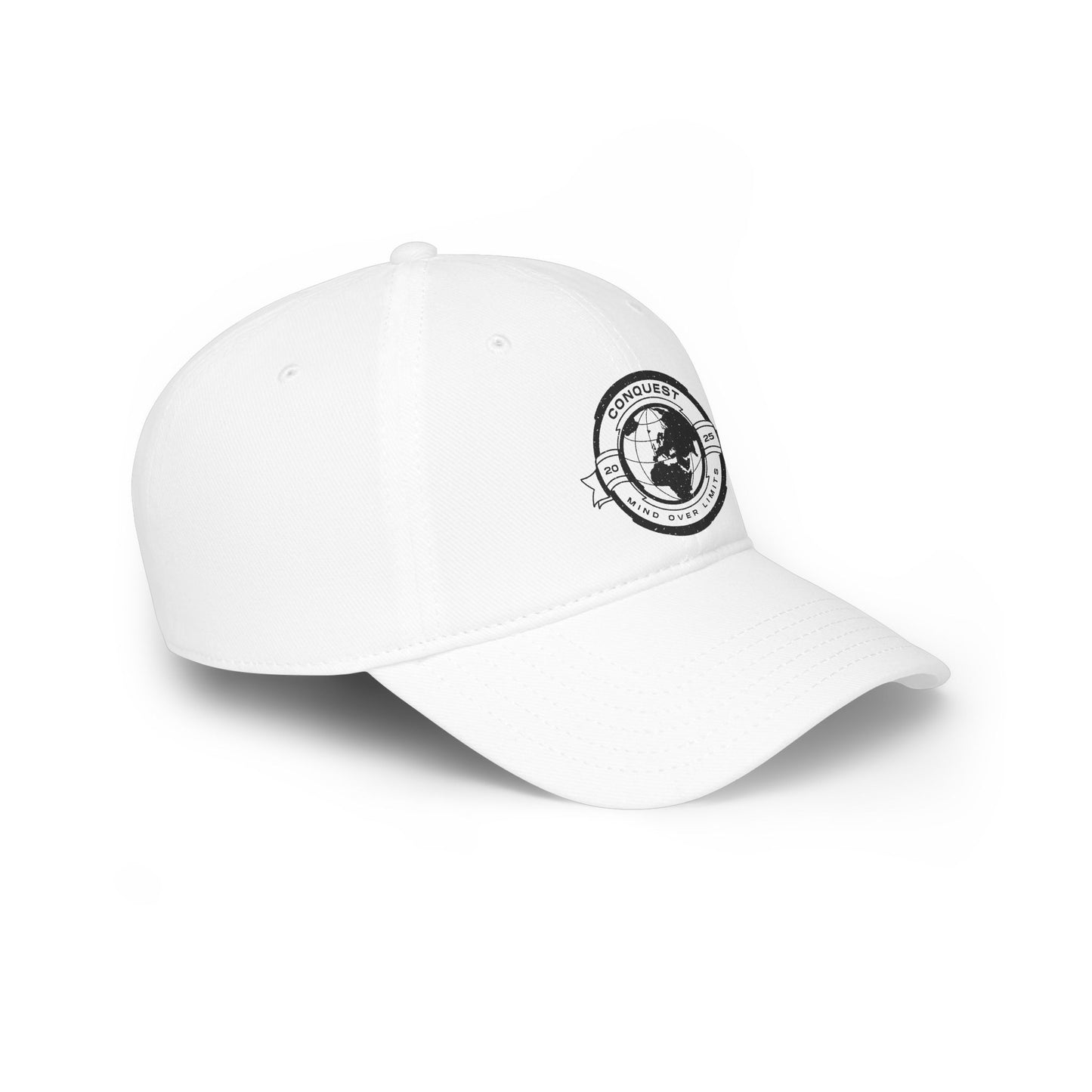 Conquer the World Baseball Cap — 'Conquest' Globe Logo Low Profile Hat