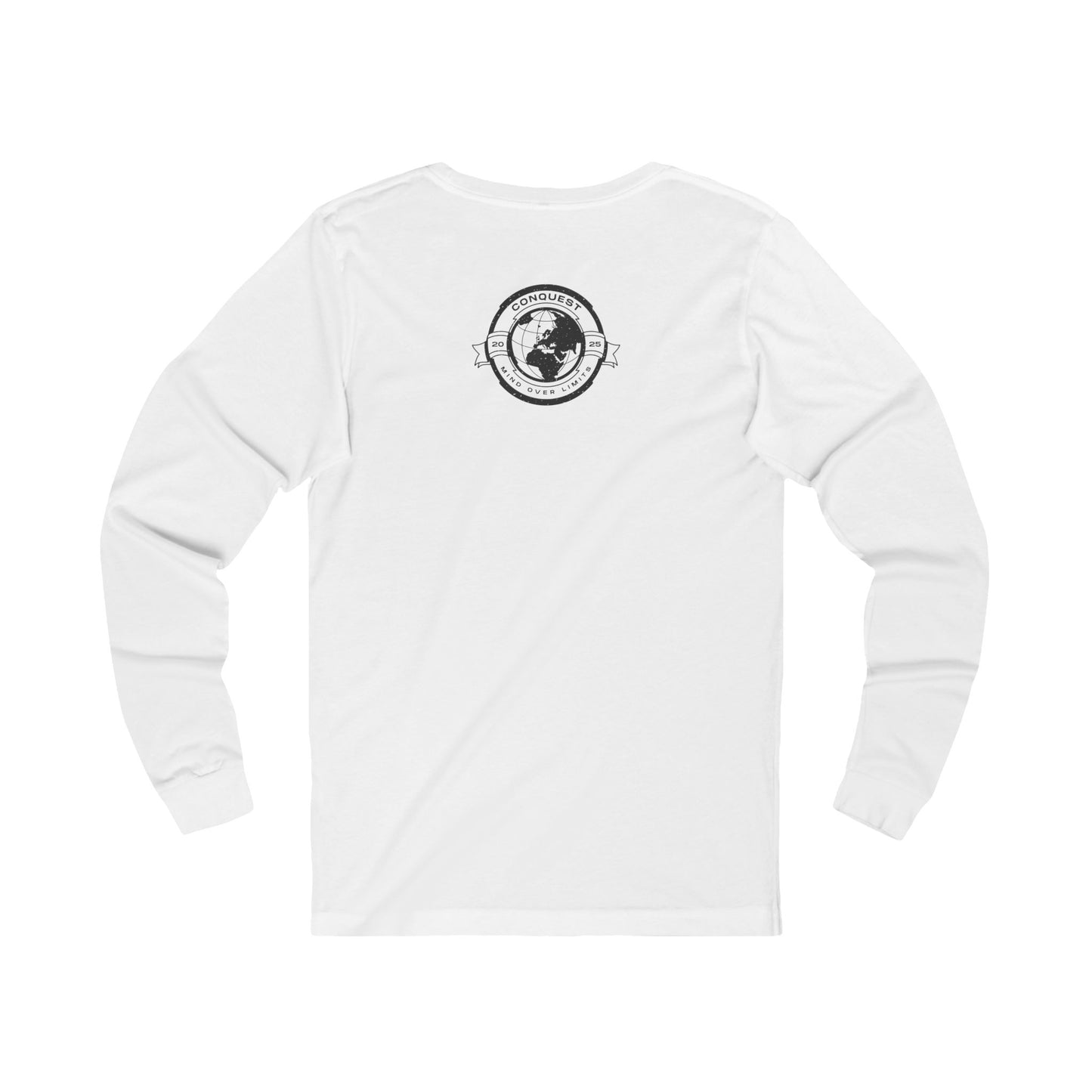Conquest Globe Long Sleeve Tee — Bold Travel Adventure Graphic