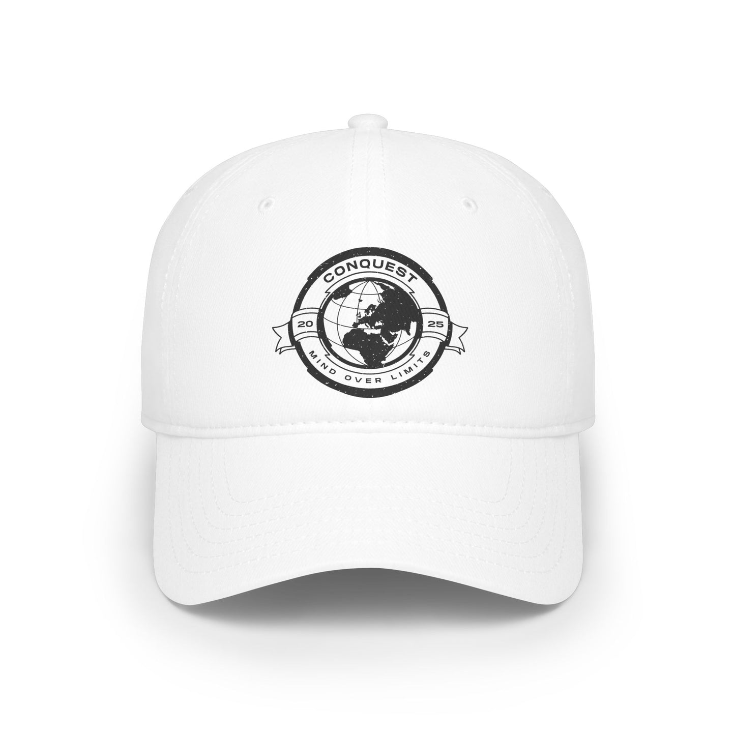 Conquer the World Baseball Cap — 'Conquest' Globe Logo Low Profile Hat