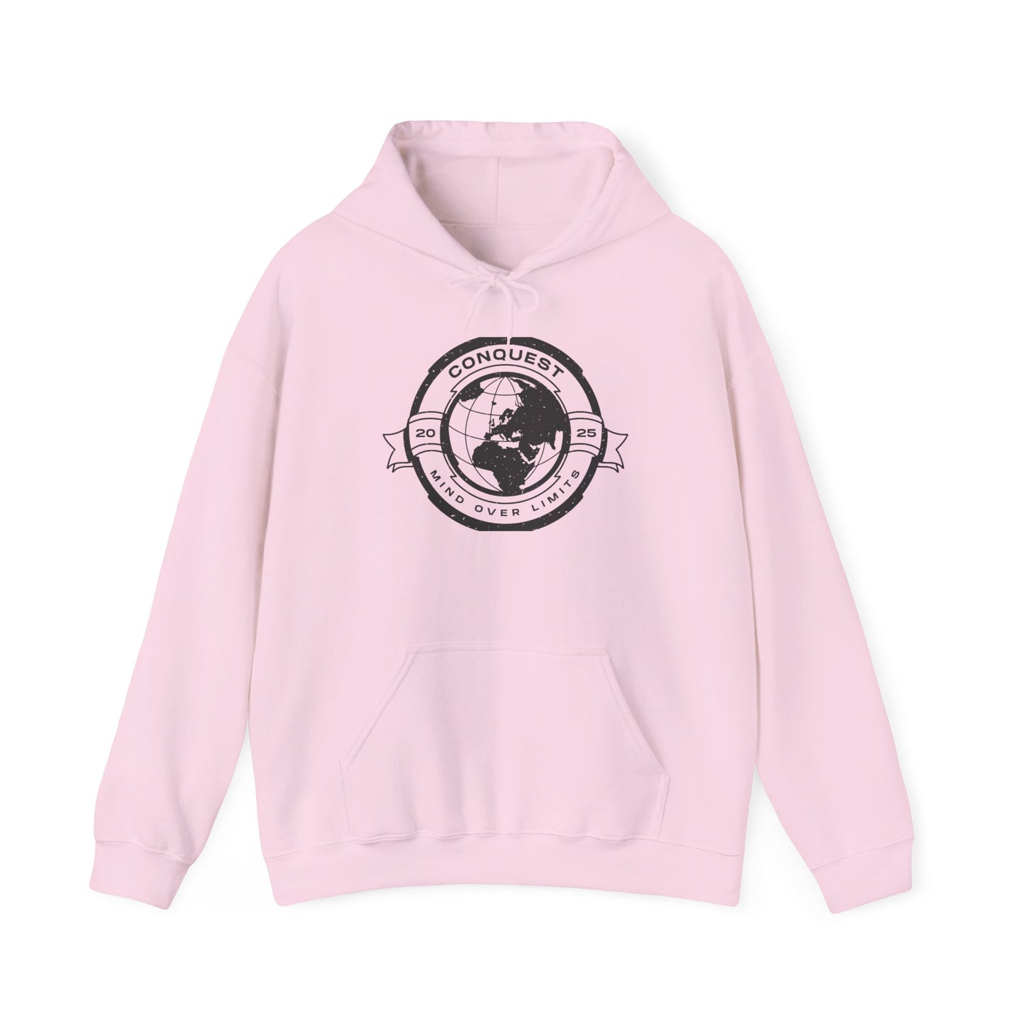 Conquer the World Hoodie — Globe Emblem Adventure Sweatshirt