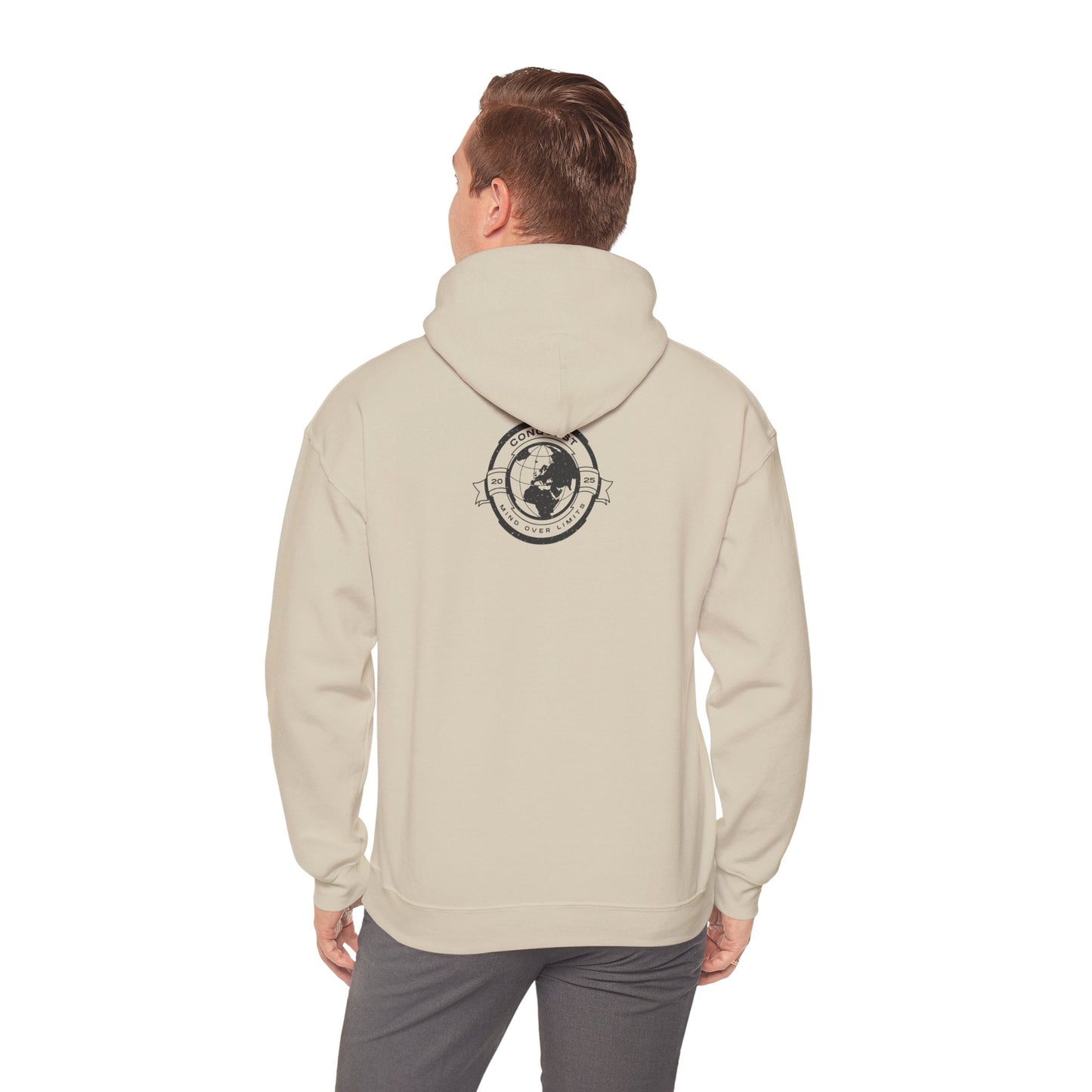 Conquer the World Hoodie — Globe Emblem Adventure Sweatshirt