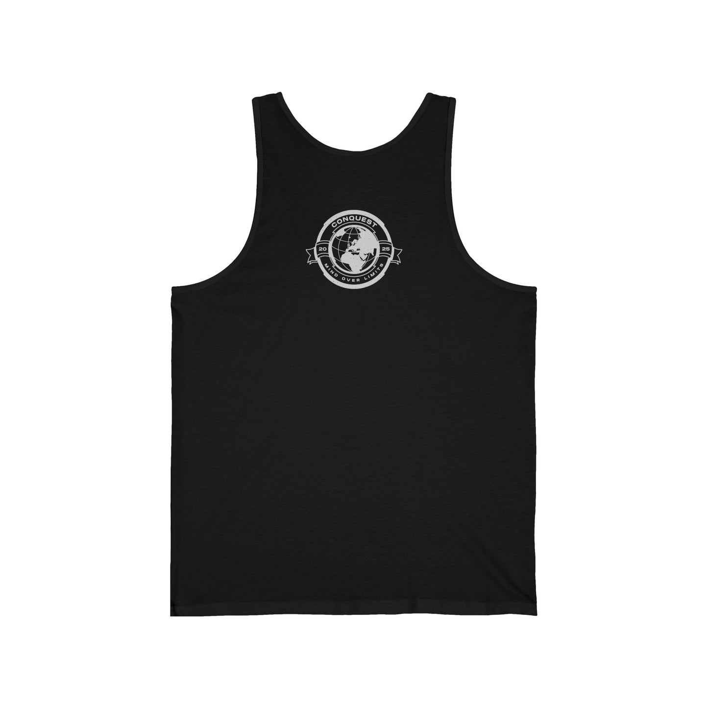 Conquer the World Graphic Tank Top — 'Conquest' Globe Badge Travel Tee