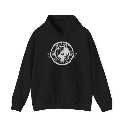 Conquer the World Hoodie — Globe Emblem Adventure Sweatshirt