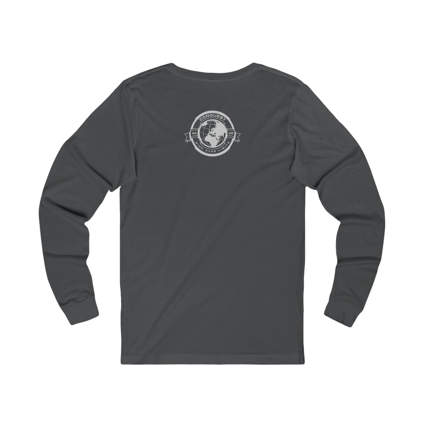 Conquest Globe Long Sleeve Tee — Bold Travel Adventure Graphic
