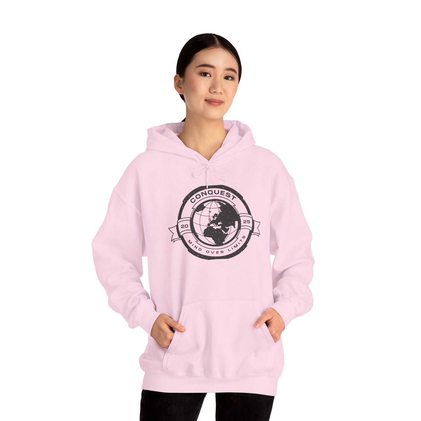 Conquer the World Hoodie — Globe Emblem Adventure Sweatshirt