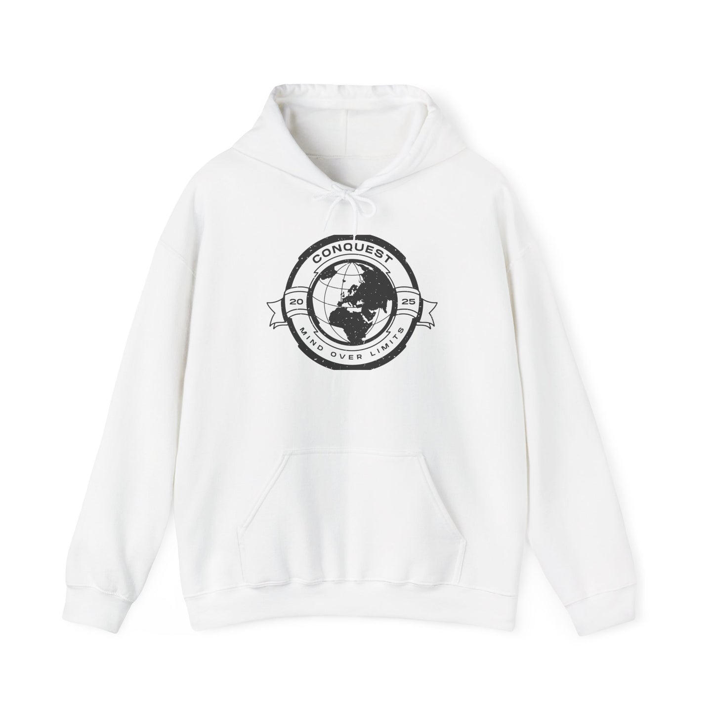 Conquer the World Hoodie — Globe Emblem Adventure Sweatshirt