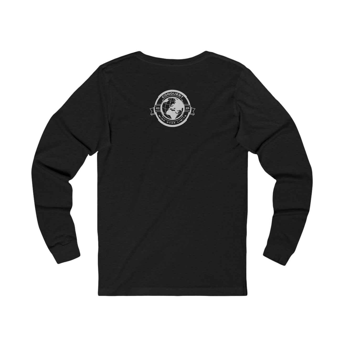Conquest Globe Long Sleeve Tee — Bold Travel Adventure Graphic