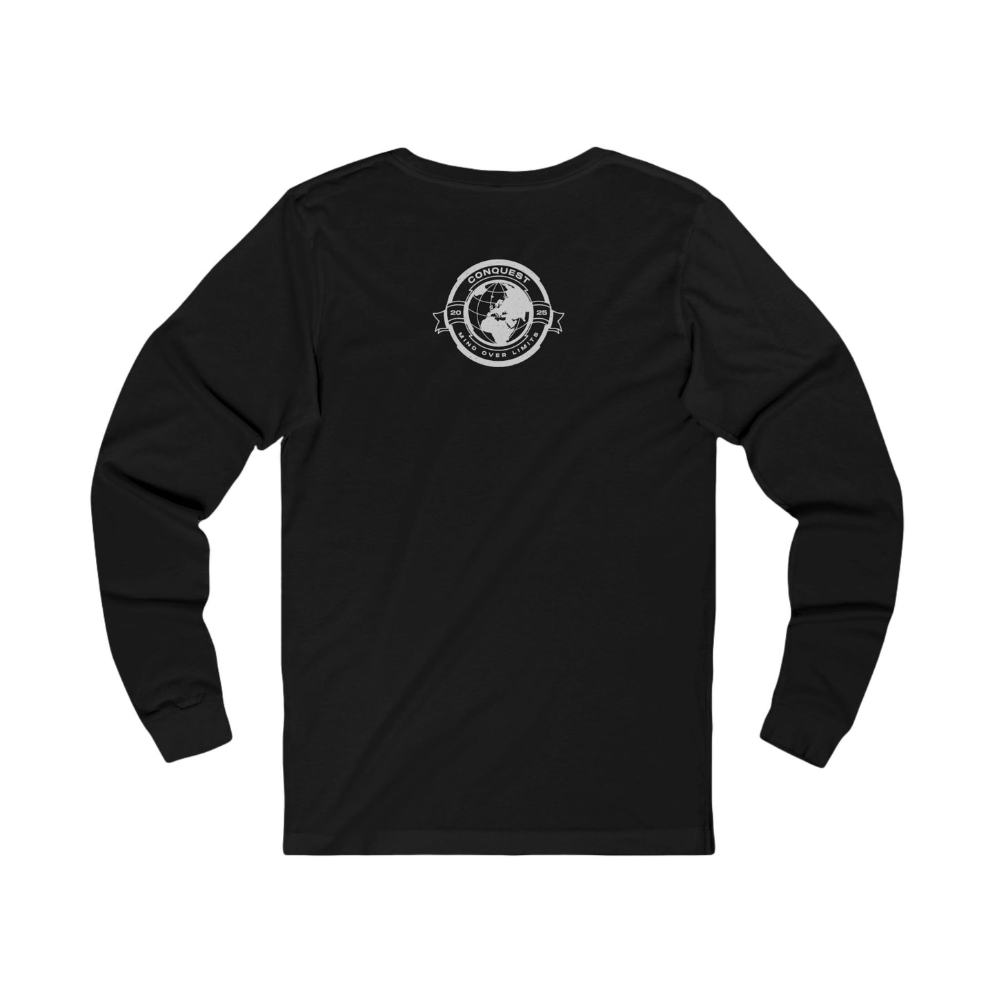 Conquest Globe Long Sleeve Tee — Bold Travel Adventure Graphic