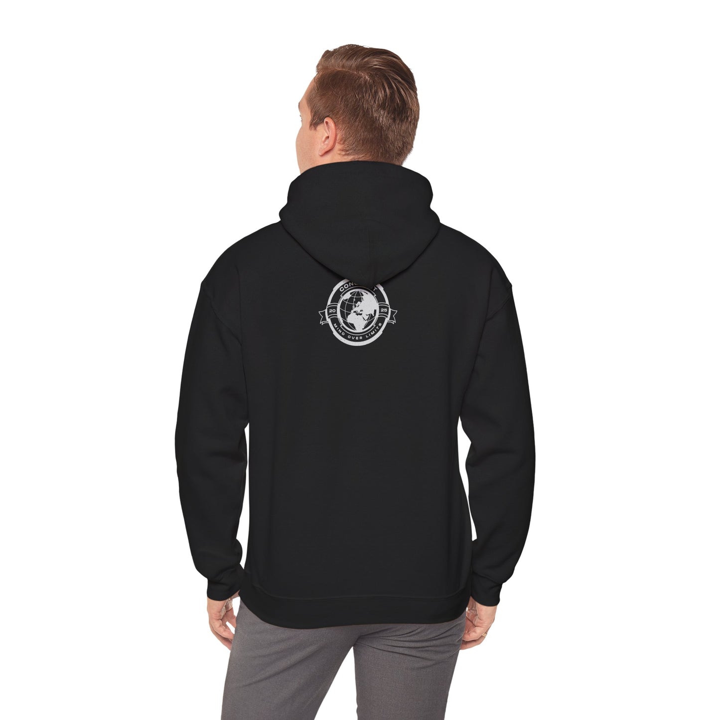 Conquer the World Hoodie — Globe Emblem Adventure Sweatshirt