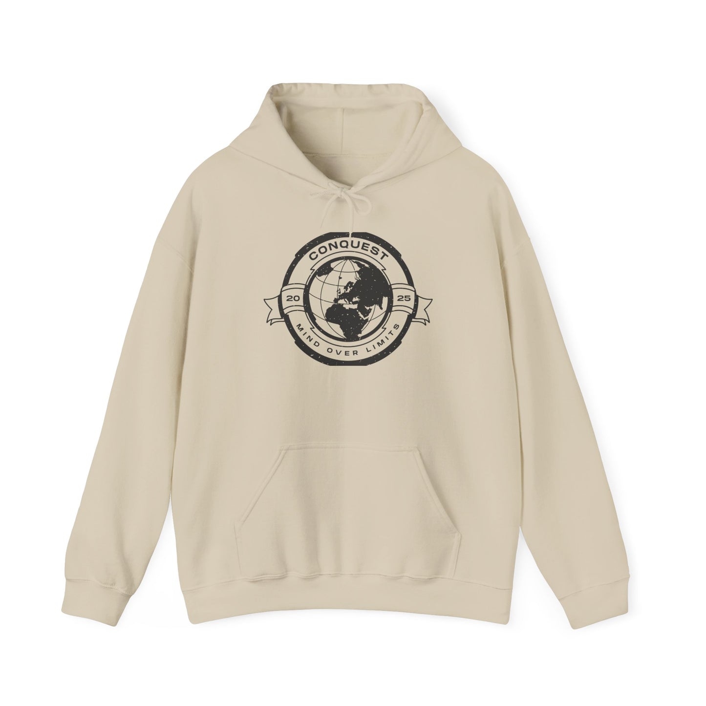Conquer the World Hoodie — Globe Emblem Adventure Sweatshirt