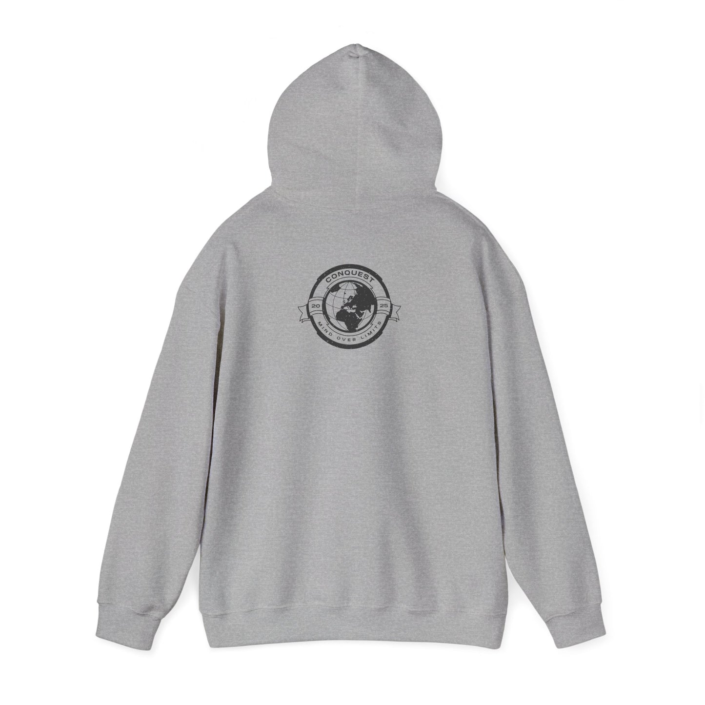 Conquer the World Hoodie — Globe Emblem Adventure Sweatshirt