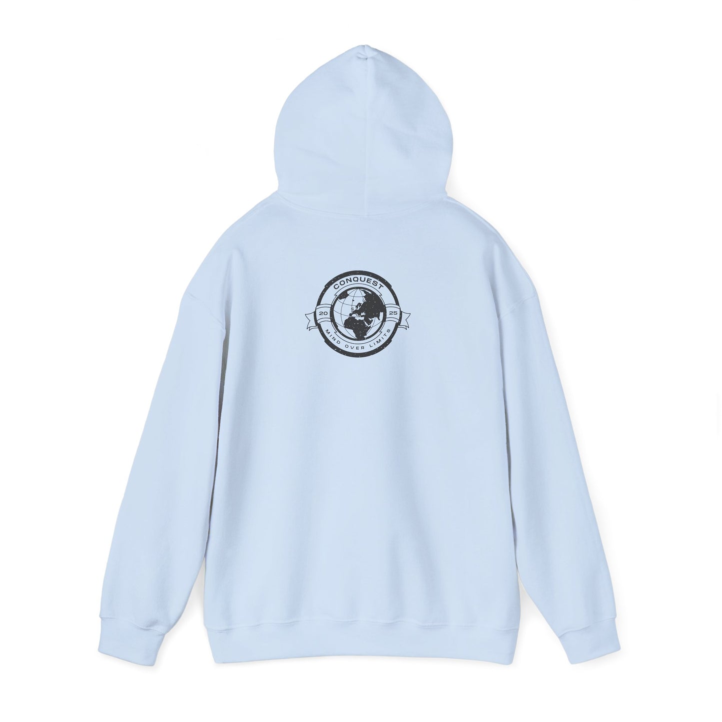 Conquer the World Hoodie — Globe Emblem Adventure Sweatshirt