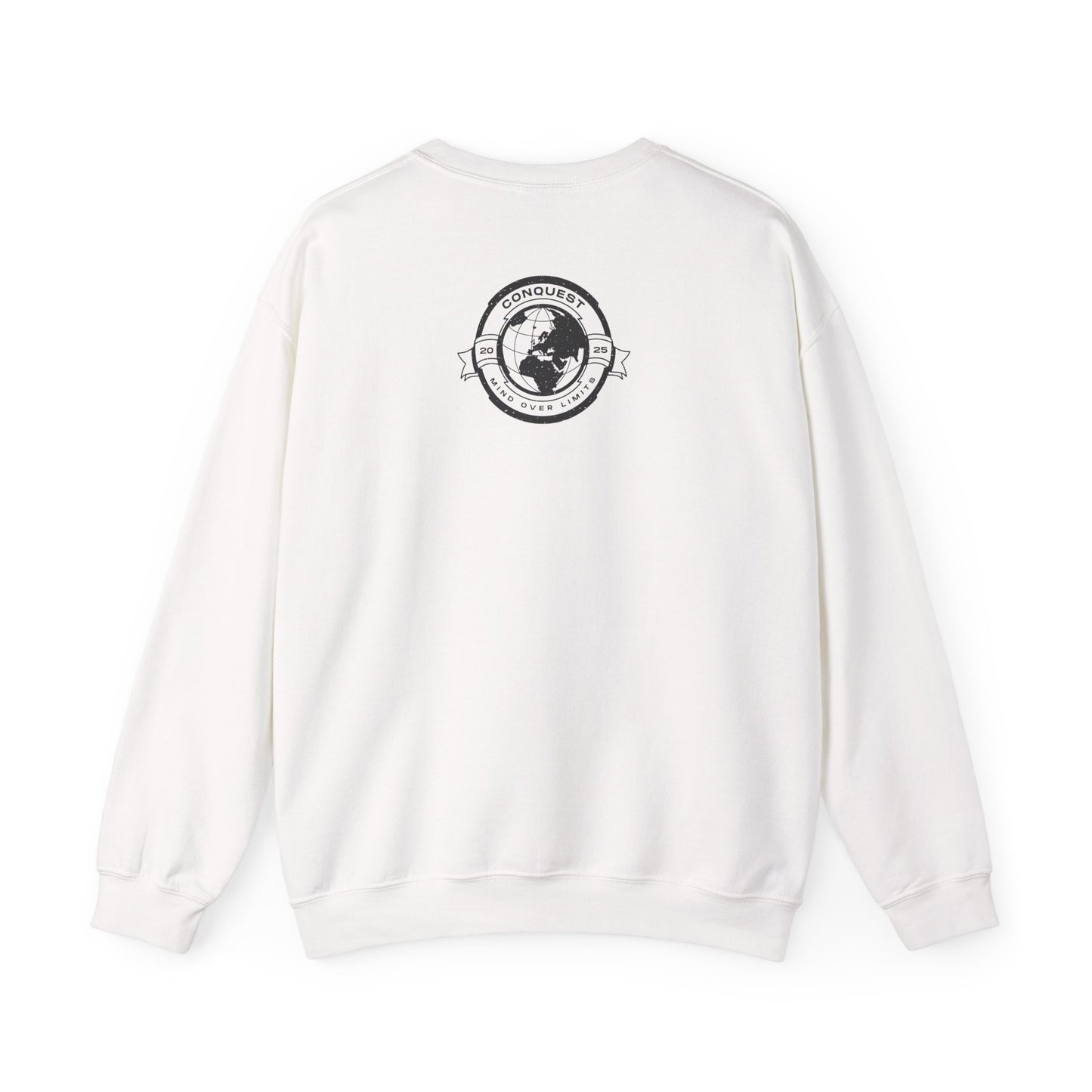 Conquest Globe Crewneck Sweatshirt — 'Conquest: Mind Over Limits' Vintage Earth Logo
